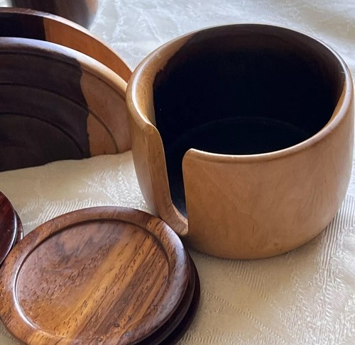 Turned wood coasters set 6 - turned,