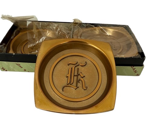 Vintage brass coasters set - brass,