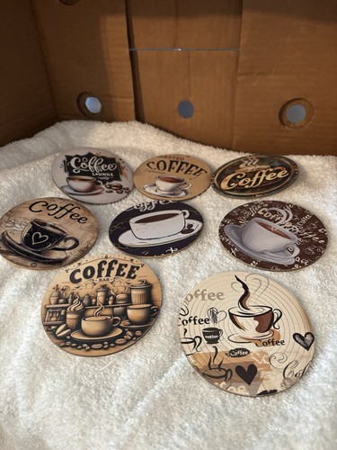 Wooden painted coffee coasters - wooden,