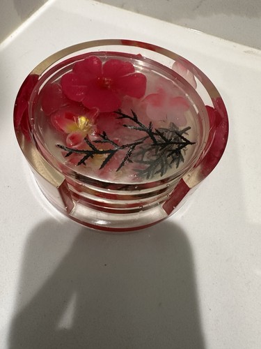 Floral resin coasters with - resin,