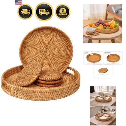Round rattan serving - serving, set