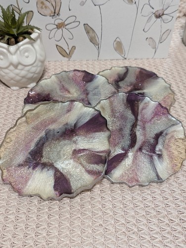 Resin coaster set purple - coaster, of