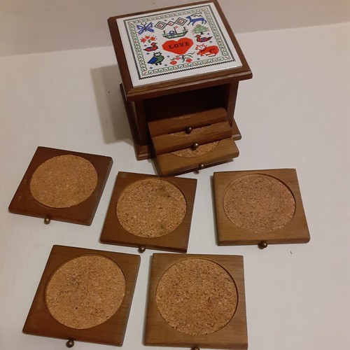 Vintage wooden table coasters - vintage,