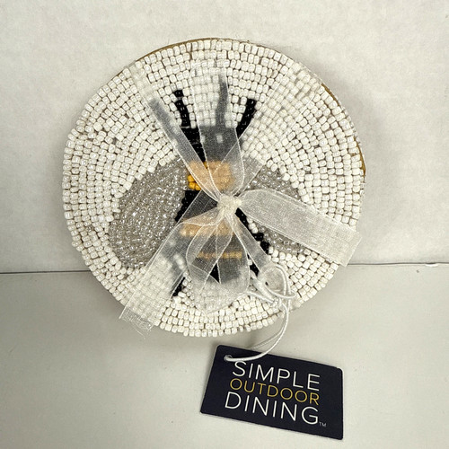Glass beaded bee coasters set - beaded,