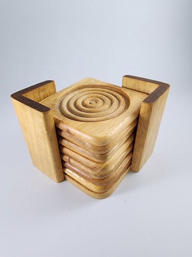 Teak wooden coasters holder - teak, &