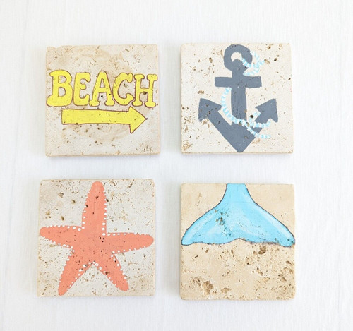 Beach themed stone - stone, coasters
