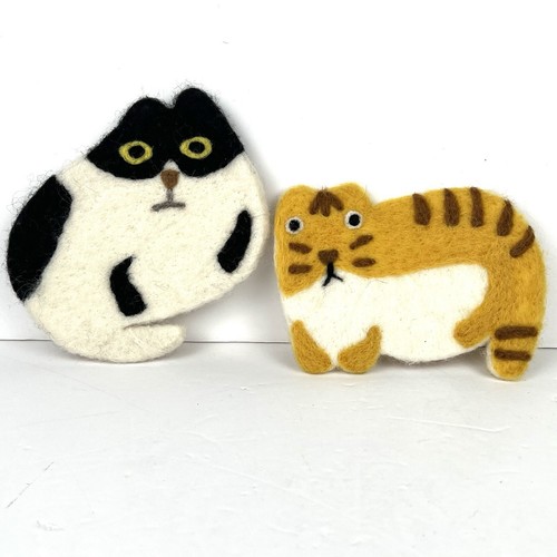 Cat felted wool hot pads - felted,
